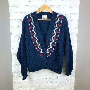 Vintage Ivy Hand Knit Popcorn Cardigan V-Neck Sweater